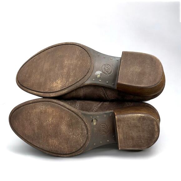 Lucky Brand Brolley Suede Genuine Leather Western Ankle Boots Booties 7 W Wide - Picture 8 of 11